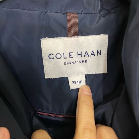 Cole Haan navy blue feather down hooded winter coat size XS - Picture 6 of 14